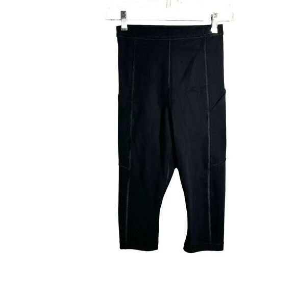 Lululemon Black High Rise Paddle Shorts Size 4 Womens Crop Surf Swim Pockets - Picture 1 of 7